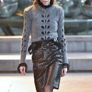 ISABEL MARANT • ILIA OPENWORK KNIT SWEATER IN GREY • Size 38 (US size 2)